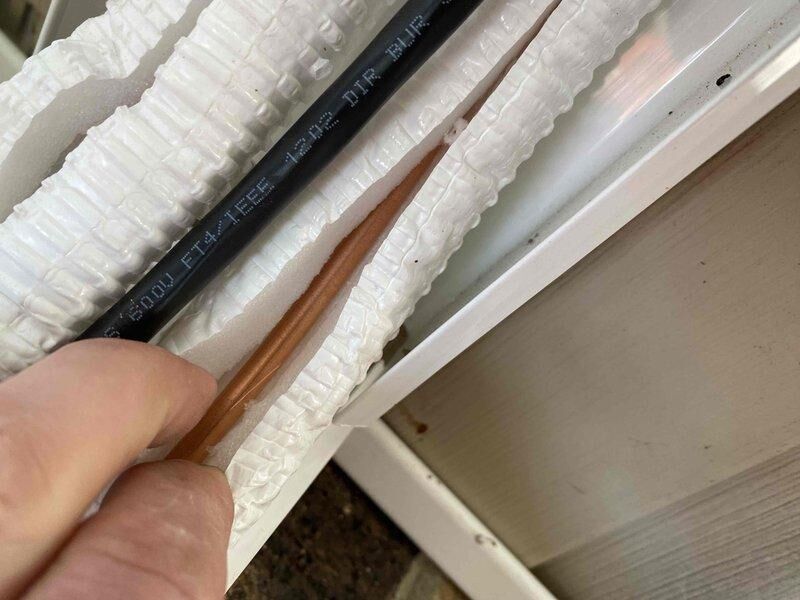 Replaced outdoor condensing unit under warranty. Inspected existing linesets for kinks or restrictions and verified proper installation and insulation of refrigerant lines and drain line routing through ceiling cavity.