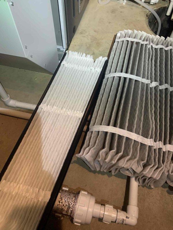 Responded to water leak concern at HVAC system. Performed leak detection and identified condensate drain issue. Replaced clogged air filter with new one to restore proper system function and prevent future condensation problems.