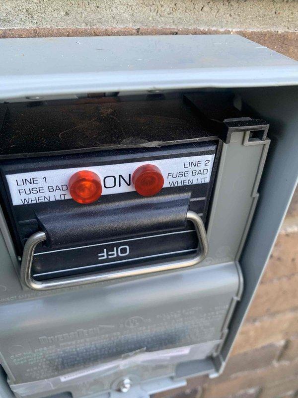 Chardon, OH - Completed cooling maintenance club visit on air handler system. Inspected electrical control panel and fuse status indicators, confirmed both line fuses operational with indicator lights functioning properly. Customer provided air filter for installation during routine maintenance service.