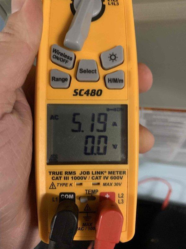 Completed cooling maintenance on air handler unit as part of preventative maintenance membership service. Performed electrical diagnostics and measurements using digital multimeter, recording voltage and amperage readings to verify proper system operation and component performance. All measurements were within normal operating parameters, and unit is functioning as designed.