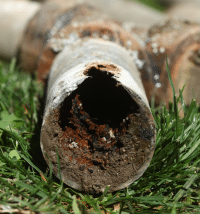 Clogged sewer pipe
